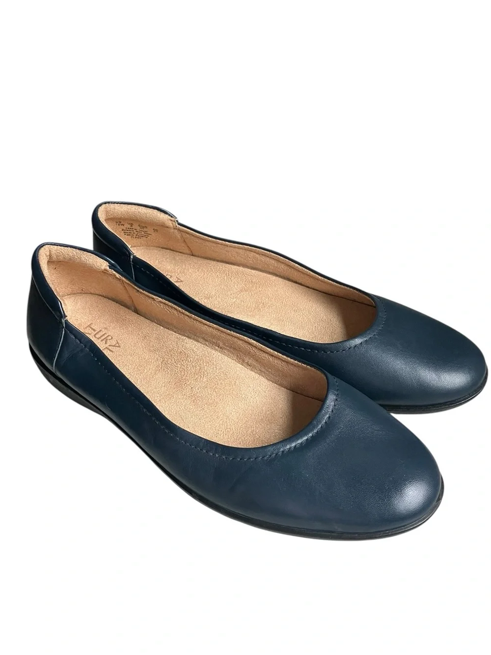 Naturalizer Flexy Women’s Navy Leather Ballet Flats 10W Comfort Slip On Shoes